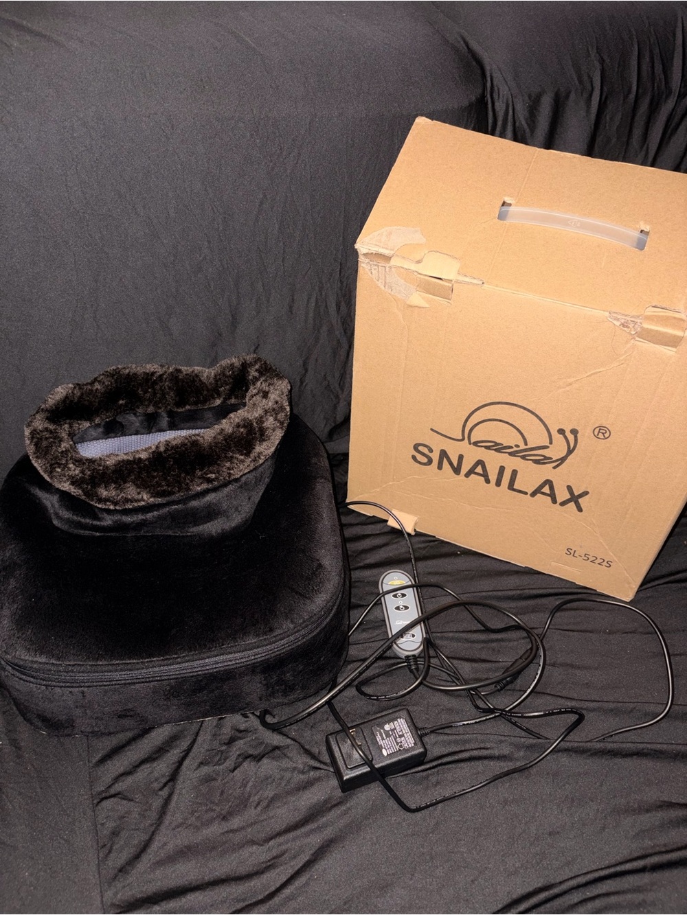 NAILA Black Foot and Calf Massager with Plush Lining and Remote